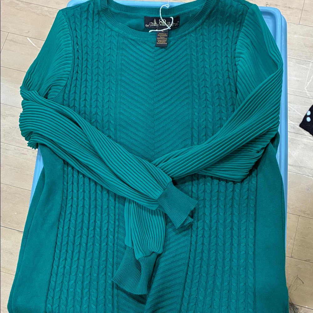 Green Cable Knit Sweater Top